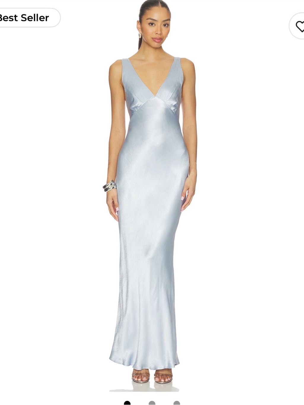 Bec + Bridge Dusty Blue Satin V-Neck Slip Dress